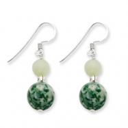 Picture of Sterling Silver Green Moss Agate/Green Quartz Earring