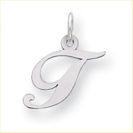Picture of Sterling Silver Small Fancy Script Initial T Charm