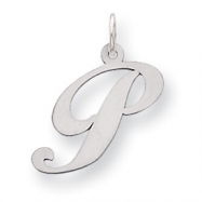 Picture of Sterling Silver Medium Fancy Script Initial P Charm