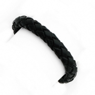 Picture of Sterling Silver Rounded Black Braided Leather Bracelet