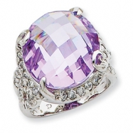 Picture of Sterling Silver Purple & Clear CZ Ring