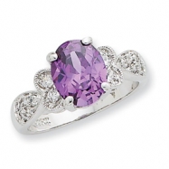 Picture of Sterling Silver Purple and Clear CZ Ring