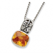 Picture of Sterling Silver Antiqued Yellow CZ Necklace chain