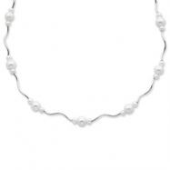 Picture of Sterling Silver White Cultured Pearl w/2 Extension Necklace chain