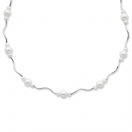 Picture of Sterling Silver White Cultured Pearl w/2 Extension Necklace chain
