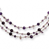 Picture of Sterling Silver 3 Strand Amethyst/Lilac Crystal Necklace chain