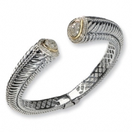 Picture of Sterling Silver w/14k Diamond Hinged Bangle Bracelet