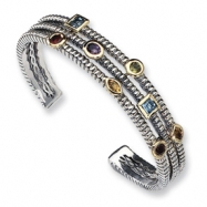 Picture of Sterling Silver w/14k Gemstone Bangle Bracelet