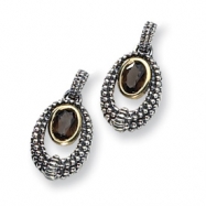 Picture of Sterling Silver/Gold-plated Smokey Quartz Antiqued Post Earrings