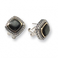 Picture of Sterling Silver w/14k Black Mother of Pearl Antiqued Post Earrings