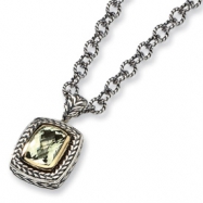 Picture of Sterling Silver w/14k Green Amethyst 20in Necklace