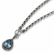 Picture of Sterling Silver w/14k Antiqued Blue Topaz 17in Necklace
