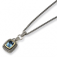 Picture of Sterling Silver w/14k Antiqued Blue Topaz 18in Necklace