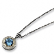 Picture of Sterling Silver w/14k Antiqued Diamond & Blue Topaz 18in Necklace
