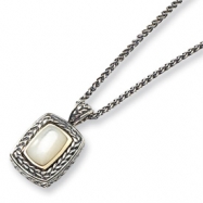 Picture of Sterling Silver w/14k Mother of Pearl Antiqued 18in Necklace