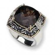Picture of Sterling Silver w/14k Diamond & Smokey Quartz Ring