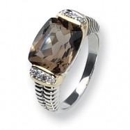 Picture of Sterling Silver w/14k Diamond & Smokey Quartz Ring