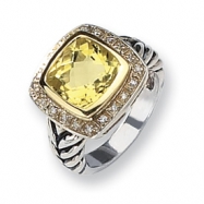 Picture of Sterling Silver w/14k Diamond & Lemon Quartz Ring