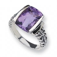 Picture of Sterling Silver Antiqued w/14k Amethyst Ring