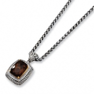 Picture of Sterling Silver/14ky Smokey Quartz Antiqued 18in Pendant