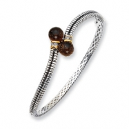 Picture of Sterling Silver/14ky Diamond and Smokey Quartz Bangle Bracelet