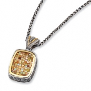 Picture of Sterling Silver/14ky Diamond and Mosaic Mother of Pearl 18in Pendant