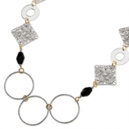 Picture of Sterling Silver and 18K Yellow Gold-Plated Onyx Fancy Necklace