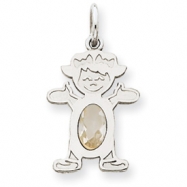 Picture of 14K White Gold Girl 6x4 Oval  Genuine White Topaz-Apr