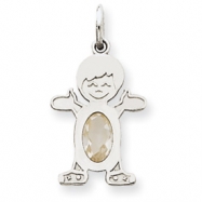 Picture of 14K White Gold Boy 6x4 Oval  Genuine White Topaz-Apr