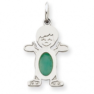 Picture of 14K White Gold Boy 6x4 Oval  Genuine Emerald-May