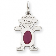 Picture of 14K White Gold Girl 6x4 Oval  Genuine Ruby-Jul