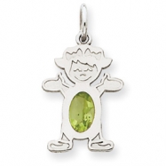 Picture of 14K White Gold Girl 6x4 Oval  Genuine Peridot-Aug