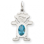 Picture of 14K White Gold Girl 6x4 Oval  Genuine Blue Topaz-Dec