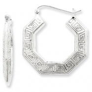 Picture of Sterling Silver Greek Key Hoop Earrings