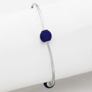 Picture of Sterling Silver Lapis Bead Stretch Bangle Bracelet