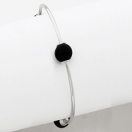 Picture of Sterling Silver Black Onyx Bead Stretch Bangle Bracelet