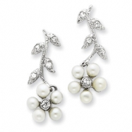 Picture of Sterling Silver Freshwater Cultured Pearl CZ Post Earrings