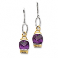 Picture of Sterling Silver Vermeil Purple CZ Earrings