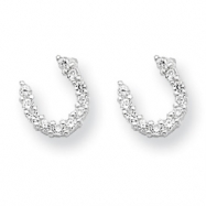 Picture of Sterling Silver CZ Horseshoe Post Earrings