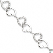Picture of Sterling Silver CZ Heart Bracelet