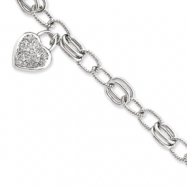 Picture of Sterling Silver CZ Heart Dangle Bracelet