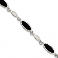 Picture of Sterling Silver Onyx & Mother of Pearl Bracelet