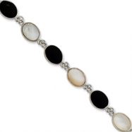 Picture of Sterling Silver Onyx & Mother of Pearl Bracelet