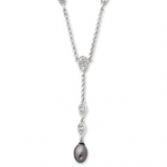 Picture of Sterling Silver CZ & Grey Freshwater Pearl Necklace chain