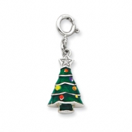 Picture of Sterling Silver CZ & Enameled Christmas Tree Charm