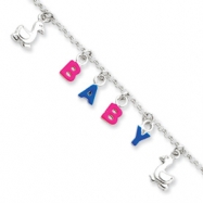 Picture of Sterling Silver Adjustable Enameled Baby Charm Bracelet