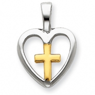 Picture of Sterling Silver Vermeil Cross Heart Pendant