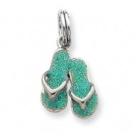 Picture of Sterling Silver Green Enamel Flip Flops Charm