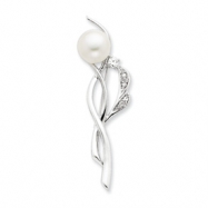 Picture of Sterling Silver CZ Freshwater Pearl Pin