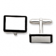 Picture of Sterling Silver and Black Enamel Cuff Links